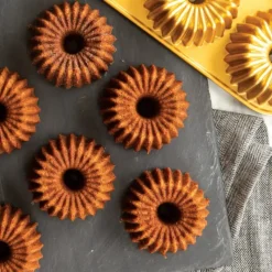 NORDIC WARE Moule Mini Bundt Brilliance (x6) Gold* Moule Anti-adhésif|Moules À Gâteaux