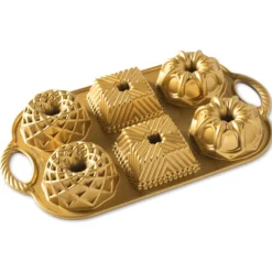 NORDIC WARE Moule Mini Bundt Geo (x6) Gold* Moule Anti-adhésif|Moules À Gâteaux