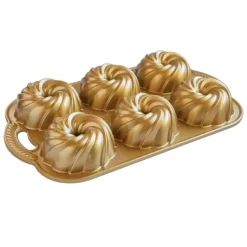 NORDIC WARE Moule Mini Bundt Tourbillon (x6) Gold* Moule Anti-adhésif|Moules À Gâteaux