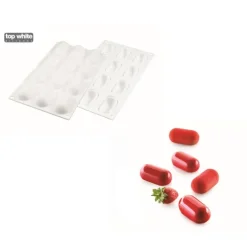 SILIKOMART Moule Silicone 12 Minis Ovales Bombés 5,8 x 2,9 cm 30ml Professional* Moule Silicone