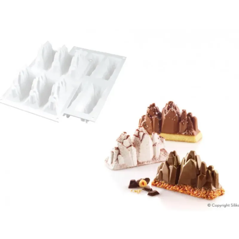 SILIKOMART Moule Silicone 6 Montagnes Tre Cime 120 ml Professional* Moule Silicone|Moules À Gâteaux