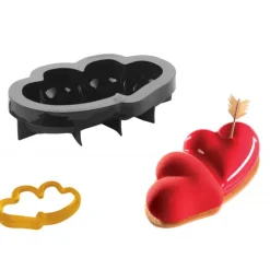 PAVONI Moule Silicone Coeur Double 25 x 14 cm x H 6 cm* Moule Silicone|Moules À Gâteaux