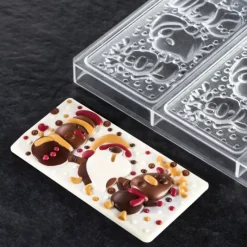 PAVONI Moule Tablette Chocolat Père Noël, Renne et Bonhomme de Neige 15,4 x 7,7 cm* Moules À Chocolat