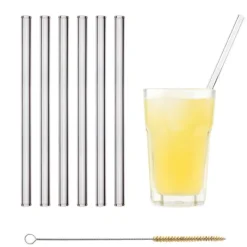 CUISINEADDICT Paille Réutilisable en Verre 23cm droite x6 HALM* Accessoires Bar