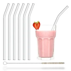 CUISINEADDICT Paille Réutilisable en Verre 23cm courbée x6 HALM* Accessoires Bar