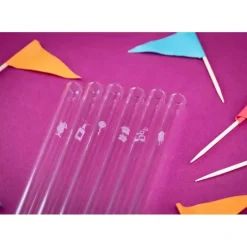 CUISINEADDICT Paille Réutilisable en Verre Fêtes 20cm droite x6 HALM* Accessoires Bar