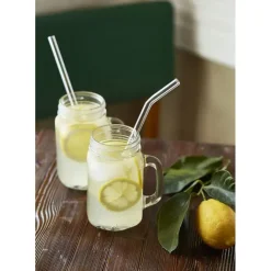 CUISINEADDICT Paille Réutilisable en Verre 23cm courbée x4 HALM* Accessoires Bar