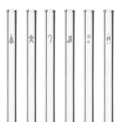 CUISINEADDICT Paille Réutilisable en Verre Noël 20cm droite x6 HALM* Accessoires Bar