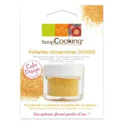 SCRAPCOOKING Paillettes Alimentaires dorées 5g* Décoration Comestible