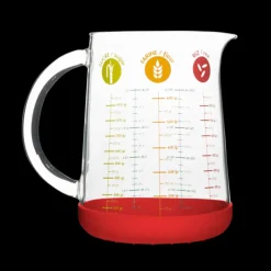 PEBBLY Pichet Doseur en Verre et Silicone 1 L Rouge* Verre Doseur