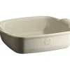 EMILE HENRY Plat à Four Carré en Céramique 28 x 24 cm Argile* Plat De Cuisson