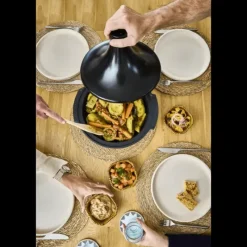 PEUGEOT Plat à Tajine en Aluminium Revêtement Céramique 30 cm Noir Satin* Tajines