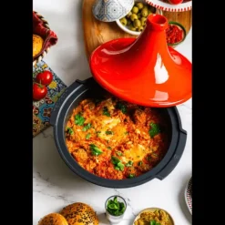 PEUGEOT Plat à Tajine en Aluminium Revêtement Céramique 30 cm Rouge* Tajines