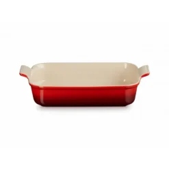 LE CREUSET Plat Rectangulaire Héritage en Céramique 32 cm Cerise Tradition* Plat De Cuisson