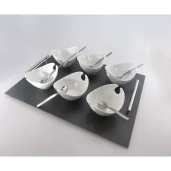 LEBRUN Plateau 6 coupelles Jonque Blanches par* Servir, Présenter