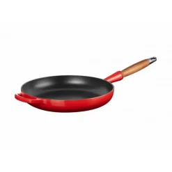 LE CREUSET Poêle en Fonte 28 cm Cerise avec Manche en Bois Signature* Poêles