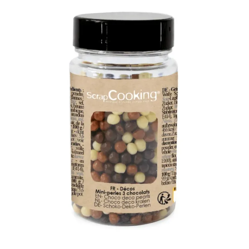 SCRAPCOOKING Pot de Décors en Perles Or et au 3 Chocolats 50 g* Décoration Comestible