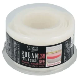 PATISDECOR Ruban Pate à Sucre Blanc Arabesque 1,25 m x H 5 cm Patisdécor* Décoration Comestible