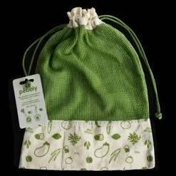 PEBBLY Sac à Légumes Coton Bio Vert 30 x 40 cm* Sac En Tissu