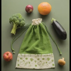 PEBBLY Sac à Légumes Coton Bio Vert 30 x 40 cm* Sac En Tissu