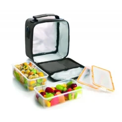 IBILI Sac Lunch Isotherme + 2 Boîtes Hermétique Plastique Orange* Conservation