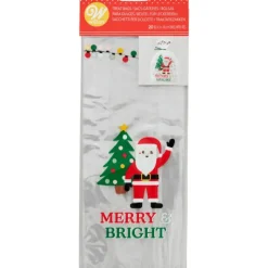 WILTON Sachet Bonbon Père Noël 11 x 23,5 cm avec Attaches Sachet (x20)* Emballage Alimentaire