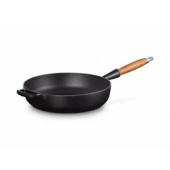 LE CREUSET Sauteuse en Fonte 28 cm Noir Mat avec Manche en Bois Signature* Sauteuses