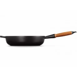 LE CREUSET Sauteuse en Fonte 28 cm Noir Mat avec Manche en Bois Signature* Sauteuses