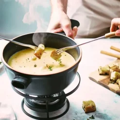 EMILE HENRY Service à Fondue en Céramique Ø 22 cm Ardoise* Appareil À Raclette, Appareil À Fondue