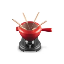 LE CREUSET Service à fondue manche fonte Cerise (rouge)* Appareil À Raclette, Appareil À Fondue