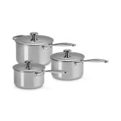 LE CREUSET Set 3 Casseroles Inox Signature avec Couvercle* Casseroles