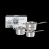 LE CREUSET Set 3 Pièces Casseroles Inox avec Couvercle* Batterie De Cuisine|Casseroles