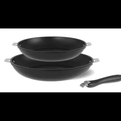 CRISTEL Set de 2 Poêles Cookway 24 et 28 cm Exceliss+ Poignée Amovible* Batterie De Cuisine|Poêles