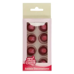 FUNCAKES Sphère en Chocolat Rubis 2 cm (x8)* Décoration Comestible