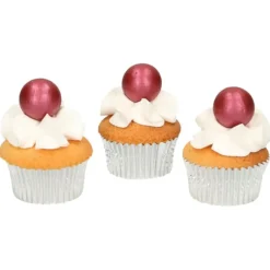 FUNCAKES Sphère en Chocolat Rubis 2 cm (x8)* Décoration Comestible