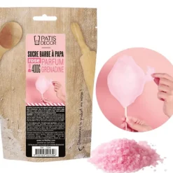 PATISDECOR Sucre Barbe à Papa Grenadine 400 g Patisdécor* Préparation Pâtisserie|Décoration Comestible