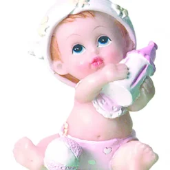 CUISINEADDICT Sujet bapteme Fille Assise Rose 6,5 cm* Décoration Gâteau