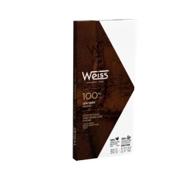 WEISS Tablette de Chocolat Noir 100% Cacao 90 g* Chocolats À Offrir|Confiserie